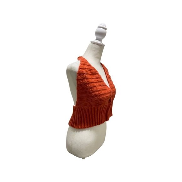 Recycled Threads Rust Orange Crochet Halter Top (NWT) - Picture 2 of 2